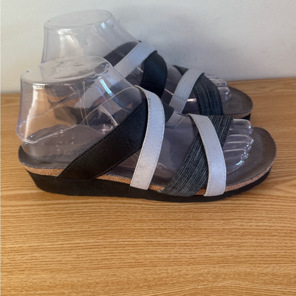 Naot Roxanna Black /Light Grey Slide Sandal Women Sz 38 EU 7 US EUC